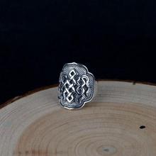 Nuevo 925 de plata tibetana interminable nudo anillo Plata de Ley 925 auténtica budista sagrado símbolo anillo tibetano símbolo de suerte anillo 2024 - compra barato