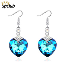 Vintage Crystals From Swarovski Heart Drop Earring For Women Fashion Mujer Moda Earrings Best Friends Gift Statement Jewelry 2024 - buy cheap