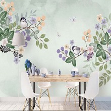 Papel pintado 3D de flores y pájaros para sala de estar, dormitorio, pared del hogar, Mural decorativo personalizado de cualquier tamaño, murales de paisaje 2024 - compra barato