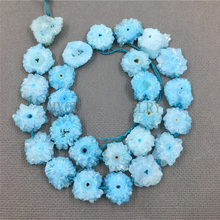 MY1007 Flower Shape Blue Titanium Crystal Quartz Stalactite Slab Slice Drilled  Beads 2024 - buy cheap