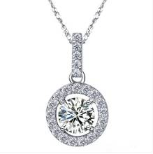 Brilliant 1 Carat Test As Real Moissanite Female Engagement Pendant Necklace Solid 18k White Gold Pendant With Chain 2024 - buy cheap