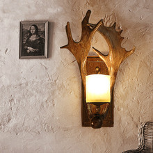 Retro creative wall lamp antler wall lamp bed bedroom personality deer head aisle American lamps 2024 - buy cheap