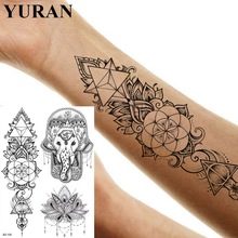 Yuran pulseira índia mandala flor tatuagens, adesivos rústicos femininos à prova d'água, tatuagem de braço temporário, dicas de maquiagem para meninas 2024 - compre barato