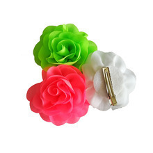 28 unids/lote 3,18 ''tela de gasa de seda DIY flores de roseta con CLIPS horquillas de moda para niñas FC111 2024 - compra barato