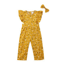 2 pçs conjunto de sunsuit crianças do bebê da menina do verão macacão macacão macacão macacão macacão floral 2024 - compre barato