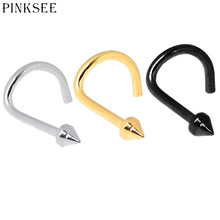 PINKSEE 5Pcs Surgical Stainless Steel Spike Shape Nose Screw Lip Ear Stud Eyebrow Labret Ring Body Piercing Jewelry Wholesale 2024 - buy cheap