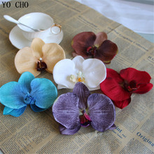 Cabeza de flores artificiales de seda de orquídeas, tocado de mariposa, orquídea, para boda, decoración floral, flores 2024 - compra barato
