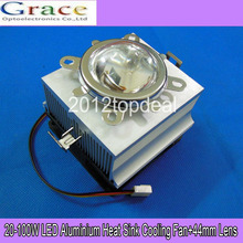 20-100W LED Aluminium Heat Sink Fan+  Reflector Bracket+44mm Lens 60-80degree 2024 - buy cheap