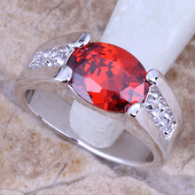 Stylish Red Garnet White CZ Silver Plated Stamped Fashion Ring Size 6 / 7 / 8 / 9 R0109 2024 - buy cheap