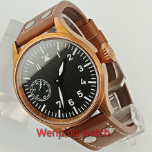Relógio masculino, mostrador esterilizado, vidro de safira, super luminoso, caixa de bronze, 17 joias, 6497, mecânico, movimento de enrolamento manual 2024 - compre barato
