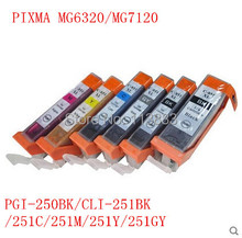 6 ink PGI-250BK CLI-251BK C M Y GY 6 color compatible ink cartridge  for canon PIXMA MG6320 MG7120 MG7520 IP8720 printer 2024 - buy cheap