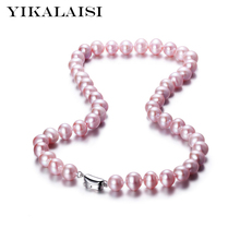 YIKALAISI-collar de perlas naturales de 8-9mm para mujer, joyería de perlas de Plata de Ley 925, collar ajustado de perlas 2024 - compra barato
