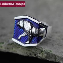 Adjustable Ring 100% Real 925 sterling silver Jewelry Animal Blue Leopard Tiger Ring Men Women Gift Jewelry 2018 New Arrival F41 2024 - buy cheap