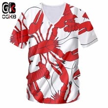 OGKB 2018 Summer Tops Cool V Neck Tshirt Print Red Lobster 3D T-shirt Casual T Shirts For Women/men Workout Fitness Tees 7xl 2024 - buy cheap