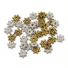 8mm 100pcs Silver color Snow Spacer Beads Round Snowflake Metal Spacer Beads European bead Charm for Jewelry Making Shipping 2024 - buy cheap