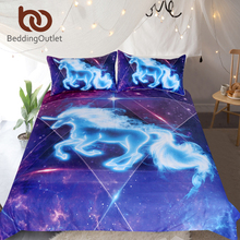 BeddingOutlet-ropa de cama de unicornio 3D, conjunto de edredón con estampado de estrellas y galaxia para niños, 3 piezas 2024 - compra barato