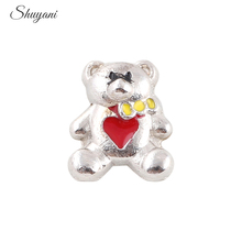 F450 Alloy Metal Silver Plated Animal Bear Charms Fit FLoating Memory Living Locket DIY Pendant 2024 - buy cheap