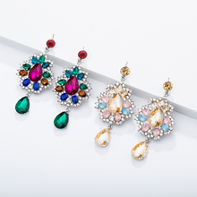 PPG&PGG Colorful Flower Pendants Earrings for Women Fashion Geometric Crystal Women Earring Rhinestone Wedding Jewelry 2024 - buy cheap