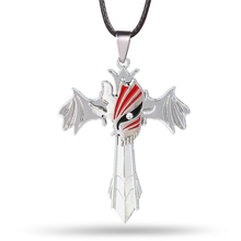 Hot Anime Bleach Death Mask Logo Rotatable Cross Model Pendant   Necklace Men Jewelry High Quality Turnable Red Fire Accessories 2024 - buy cheap