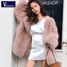 VANGULL Thick Warm Fur Long Sleeve O-neck Jacket New Winter Fashion Women Faux Fur Furry Coat Outerwear Overcoat Plus Size 2024 - buy cheap