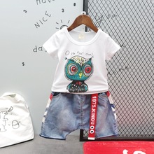 Летняя футболка с героями мультфильмов и джинсы для мальчиков комплект из 2 предметов детская одежда костюм для мальчиков, комплект одежды для маленьких мальчиков от 2 до 6 лет 2024 - купить недорого