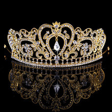 New Gold Pink Bridal Tiaras Crowns Crystal Rhinestone Pageant Prom Bridal Wedding Hair Accessories Headband Wedding Tiara 2024 - buy cheap