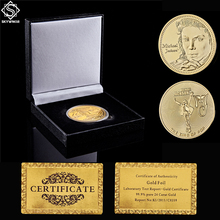 El rey del Pop Music Stars Young Michael Jackson, moneda de recuerdo de oro con caja de decoración 2024 - compra barato