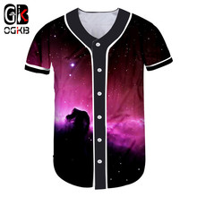 OGKB-Camiseta de béisbol para mujer, Camiseta con estampado de galaxia espacial en 3D, camiseta con botones Hipster para chica, camisa de manga corta de gimnasio Unisex 2018 2024 - compra barato