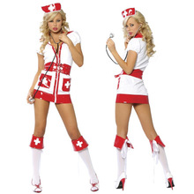 Free shipping Hot & Sexy Adult Women White Nurse Costume Halloween Fashion Outfit Fancy Dress 2024 - buy cheap
