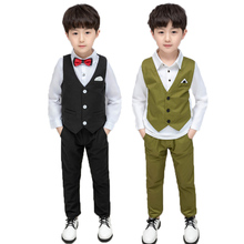 School Boys Formal Tuxedo Dress Suits kids Weeding Vest Pants 2pcs Clothing Set Children Birthday Gift Prom Performance Costumes 2024 - buy cheap