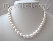 Free shipping >>>>>>stunning big 10mm perfect round white freshwater cultured pearl necklace b225 2024 - buy cheap