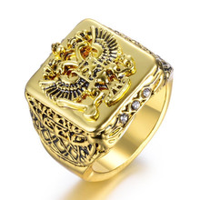 Anel de símbolo do império russo, anel masculino de duas peças, punk, cor dourada, braços do russo 2024 - compre barato