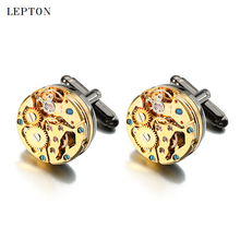 Abotoaduras de movimento para relógio masculino, botões de ouro impermeáveis tipo steampunk para homens 2024 - compre barato