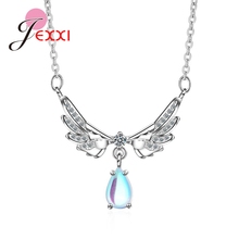 Charming Luxury Wing Shape Pendant Necklace Eternity Bague Charms Best Friend Gift 925 Sterling Silver Cubic Zirconia 2024 - buy cheap