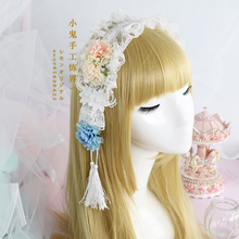 Lolita cabeça artesanal de renda com flores, acessório de cabelo kc diário para empregada de cabelo 2024 - compre barato