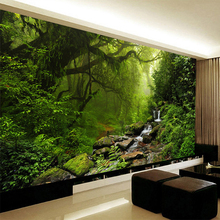 Custom Self-Adhesive Waterproof Canvas Mural Wallpaper 3D Green Forest Nature Scenery Photo Wallpaper Living Room Home Stickers 2024 - buy cheap