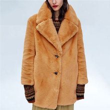 Winter Female New Rabbit Fur Coat Women Thick Warm Turn Down Collar Faux Fur Jacket Fashion Fluffy Loose Long Sleeve Parka Women 2022 - buy cheap