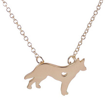 Wholesale 10Pcs New German Shepherd With A Heart Pendant Animal Pet Necklace Gold-color Dog Tags Link Chain Men Women Jewelry 2024 - buy cheap