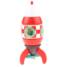 Juguete de avión de madera para niños pequeños, modelo de cohete rojo magnético ensamblado, juguete educativo, regalo 2024 - compra barato
