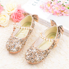 Spring Autumn Fashion Sequins Bow Pearl Kids Shoes For Girls Children Leather Shoes Casual Girls Princess Flat Heel Party Shoes 2024 - buy cheap