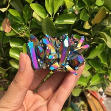 70g Titanium coating Quartz cluster Natural Beautiful angel aura flame blue rough crystal point cluster 2024 - buy cheap