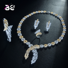 Be 8 Beauty 2 Tones Flower Shape CZ Wedding Bridal Jewelry Sets for Wedding Accessories Nigeria Jewelry Necklace Bangle Set S307 2024 - buy cheap