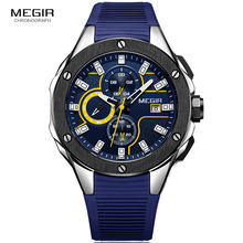 Men's Luminous Blue Silicone Sports Wrist Watches Clock Chronograph Army Quartz Stop Watch Man Relogios Masculino 2053G Blue 2024 - buy cheap