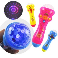 Цветной микрофон, маленький светодиодный светильник, мигающий проекционный фонарь, милая свинья, подарок для детей 2024 - купить недорого