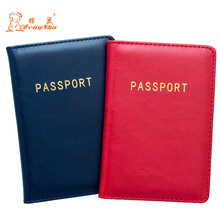 USA Bronzing solid color pu leather red unisex new passport holder bag travel ID credit ticket passport soft folder cover 2024 - buy cheap