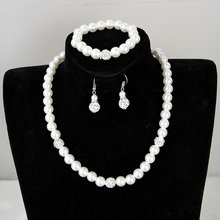 Nuevo conjunto de pendientes de collar de perlas de imitación clásico a la moda cristal transparente elegante regalo de fiesta mujeres boda conjuntos de joyas de perlas 2024 - compra barato