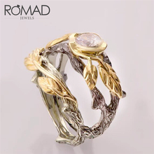 ROMAD Bohemia flor anillo conjuntos para las mujeres Vintage Retro de Color oro Cristal de piedra CZ anillos de dedo de la joyería 2018 de nuevo regalo R4 2024 - compra barato