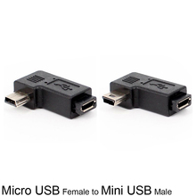 90 градусов правый левый угол мини USB тип A папа микро USB Женский адаптер 2024 - купить недорого
