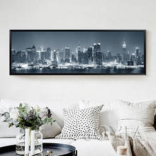Home Decor City Night Wall Art Canvas New York Skyscrapers Skyline Cityscape Decoeative Wall Picture Living Office Decoration 2024 - buy cheap