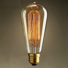 Винтажные лампочки Эдисона E27 220 В креативные фейерверки лампы накаливания 40 Вт ST64 нити Ретро Эдисона лампы для подвесного светильника 2024 - купить недорого